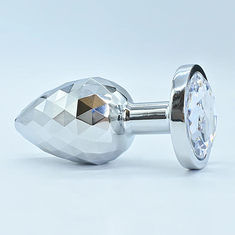 Silvery Stainless Steel Diamond Surface Anal Plug Dildo Crystal Base Butt Plug Analplug Sex Toys For Woman Adult Toys Anal Toys