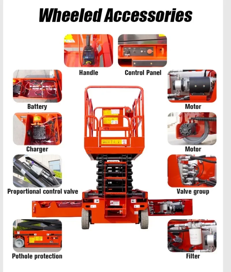 8M Folding Mobile Electric Scaffold Platforms Electric Scaffolding Lift Platform Scaffolding Lift