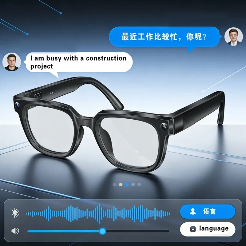 Occhiali Intelligenti AI con Traduzione, Fotocamera HD 8MP, Riprese 4K, Chiamate Bluetooth, Registrazione, Musica, Riconoscimento Immagini, Occhiali da Sole - immagine 4