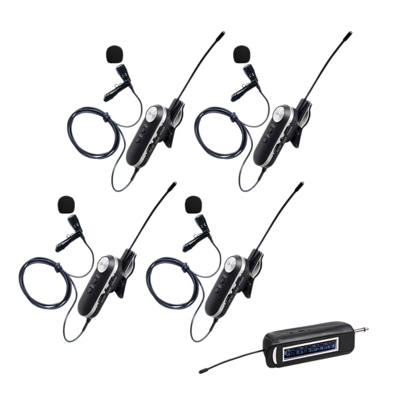 

Wireless Lavalier Microphone System 4 Channel Wireless Lavalier Microphone For Iphone DSLR Camera Youtube Podcast Vlog B