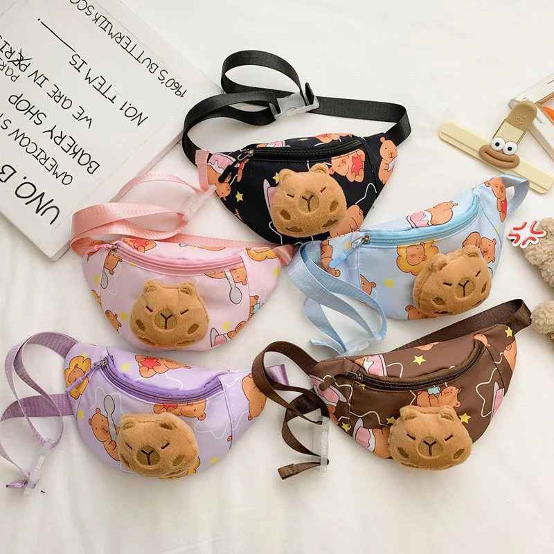 Kawaii Capybara Crossbody Kids Chest Bag Cartoon Cute Backpack Casual Outdoor Travel Wallet Waist Organiser Gift