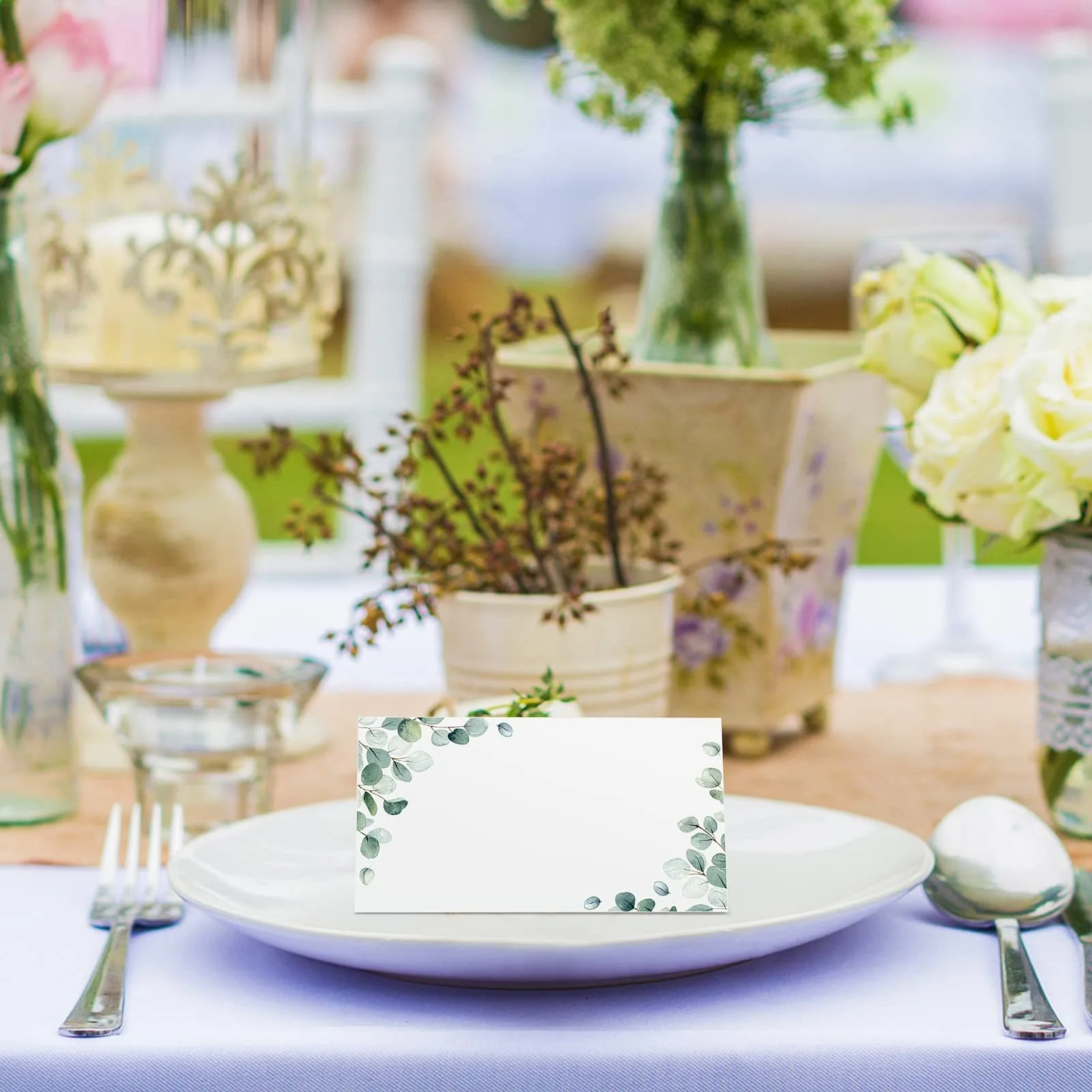 Place Cards 30/50/100pcs Simple Fresh Plant for Wedding Seating Number Table Name for place cards