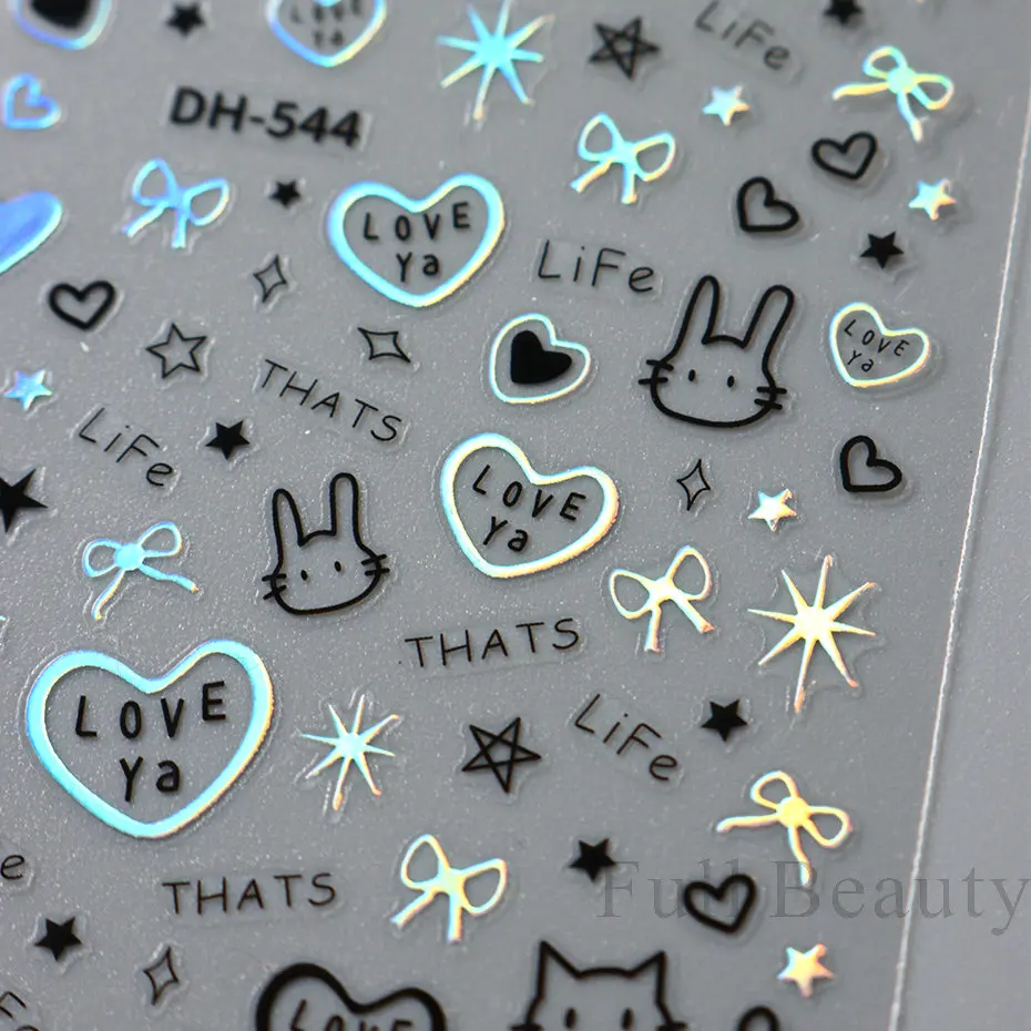 Nail Stickers Nail Art Decoration Nail Decals 3D Kawaii Cat Sliders For Nails Cartoon Anime Gel