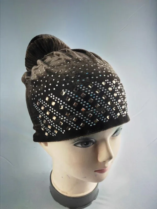 Diamond Turban for African Women Velvet Chemo Cap Muslim Hijab Inner Hair Cover Hats Scarf Wrap Islamic Headscarf Beanie 2