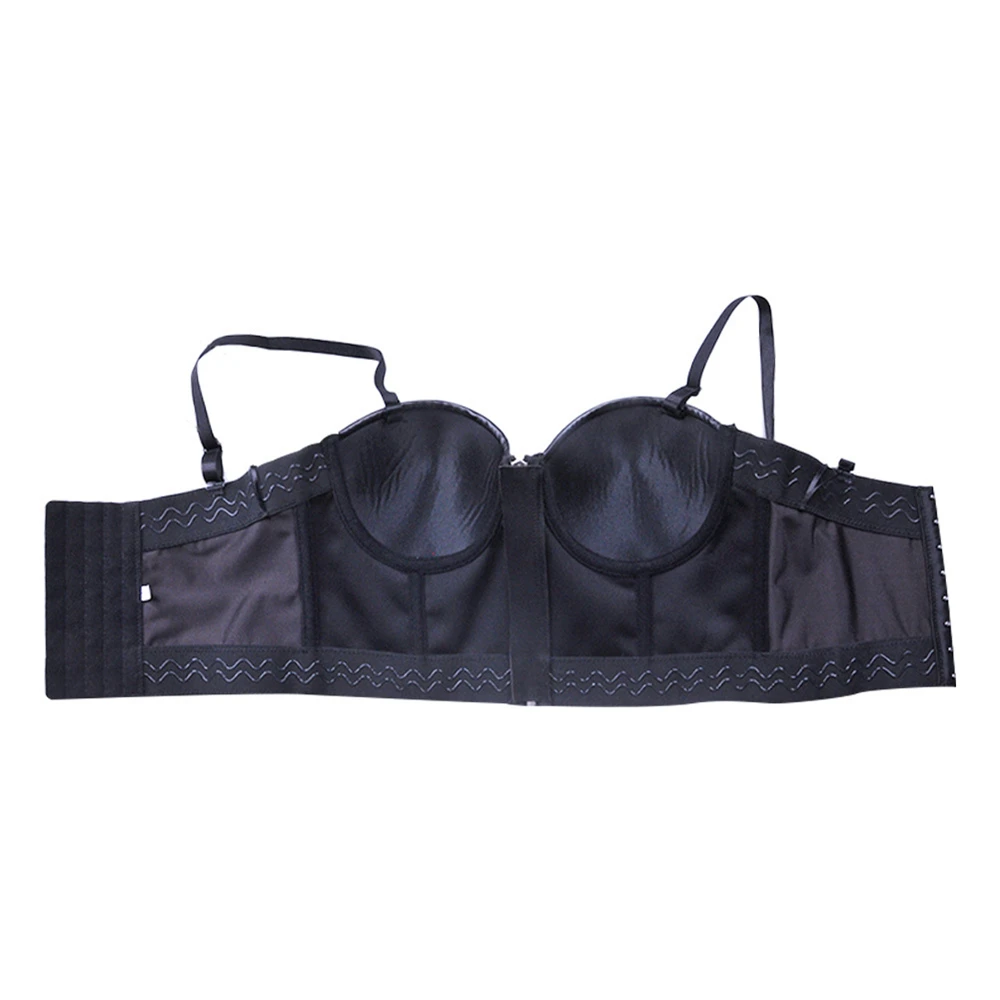 Women Black PU Leather Zippper Corset Top Crop Bustier Gothic Bra Push Up Bodice Sexy Lingerie Corselet Party Short Camis S-6XL
