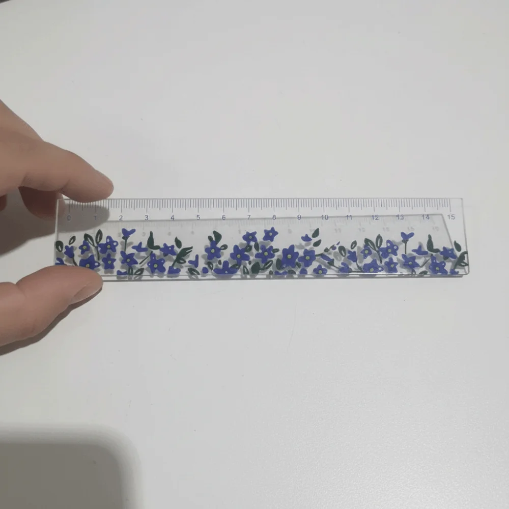 창의적인 다기능 15cm 직선자 투명 아크릴 DIY 드로잉 도구 튤립 이중용도 ..