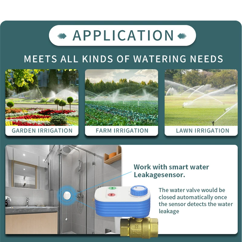 Tuya WiFi Water Valve Shutoff Controller Support Alexa Google Assistant Smart Re