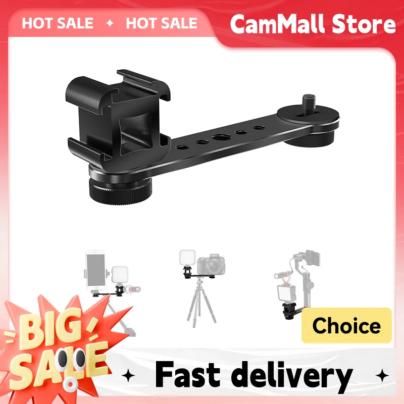 Three-headed Hot Boot Bracket 3 in 1 Triple Hot Shoe Mount Adapter Extension Bracket Holder Microphone Stand