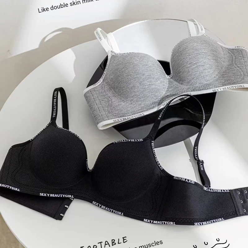 Women Sexy Bras Padded Push Up Bralette Female Adjustable Comfortable Underwear Ladies Letter Straps Brassiere Wireless Soft 1