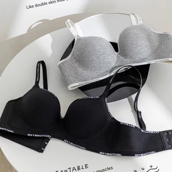 Women Sexy Bras Padded Push Up Bralette Female Adjustable Comfortable Underwear Ladies Letter Straps Brassiere Wireless Soft 1