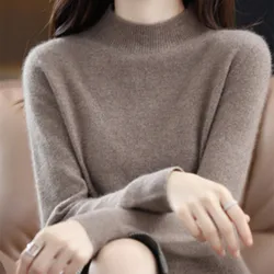 Women's Cashmere Sweater - Loose Fit Solid Color Pullover - S (40kg-45kg) (Dark Khaki)