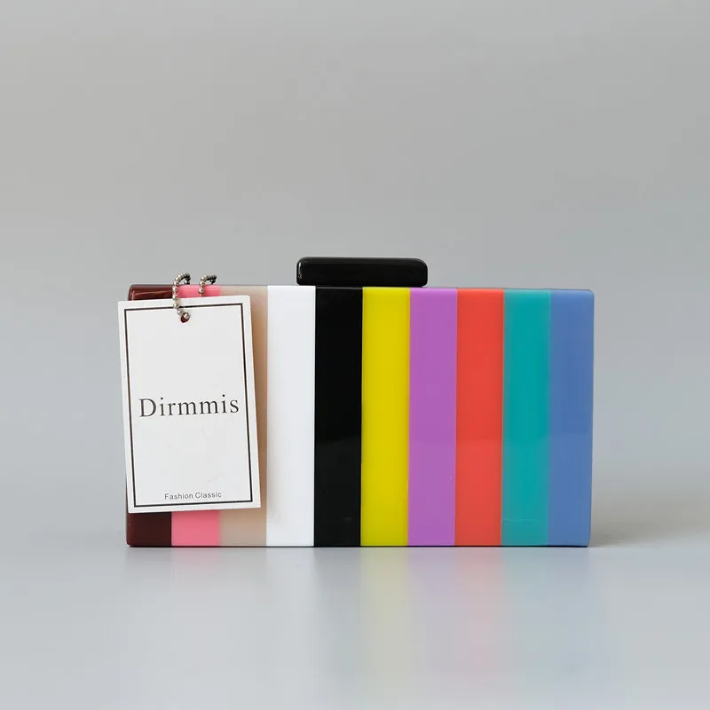 Neue Trendige Taschen Mode Damenhandtaschen Bonbon-Regenbogen Gestreifte Acryl Luxus Party Abendtasche Damen Casual Hochzeit Box Clutch – Detail 13