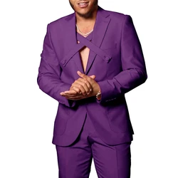 Coat Pant Design Latest Purple Dress Suits For Man Formal Occasion Dresses Slim Fit Male Blazer Business Men Costume 2 Pieces