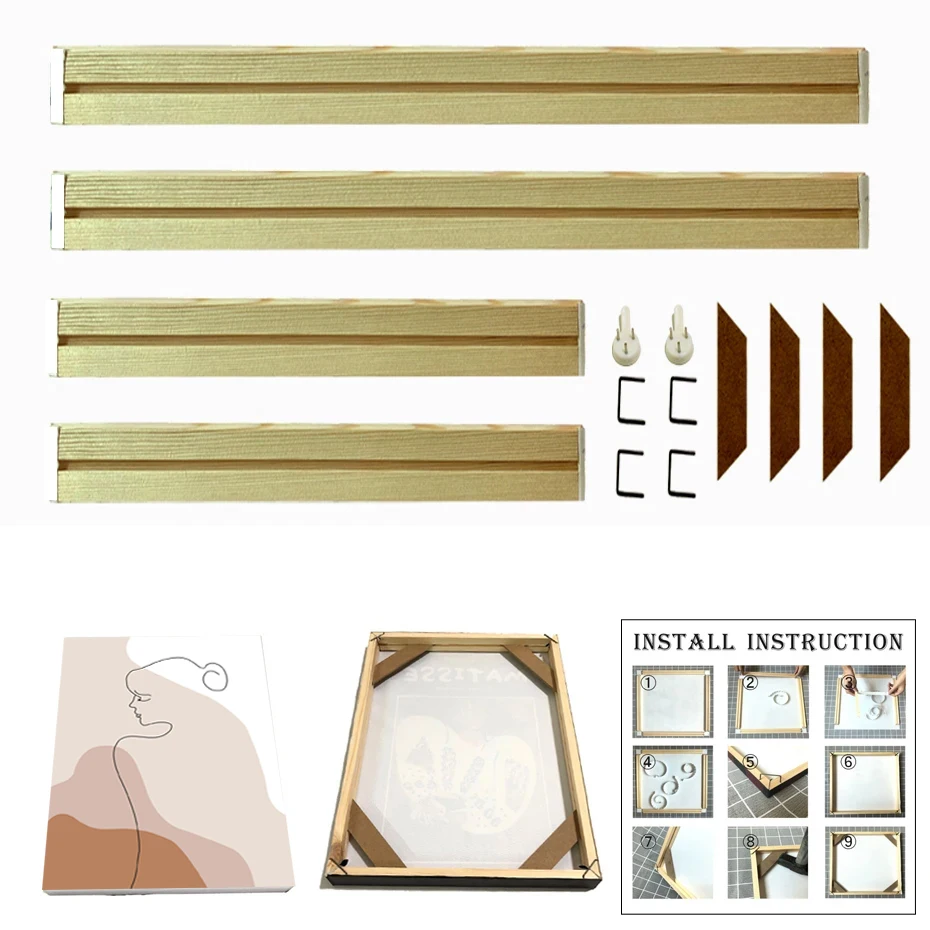DIY Wood Frame Natural Pine Oil Painting Wooden Frames Kit Photo Box Art Decor Picture Poster Wall Canvas Cadre Easy to Assemble photo frame wood canvas frame wood photo frame wood frame wood picture frame art frames