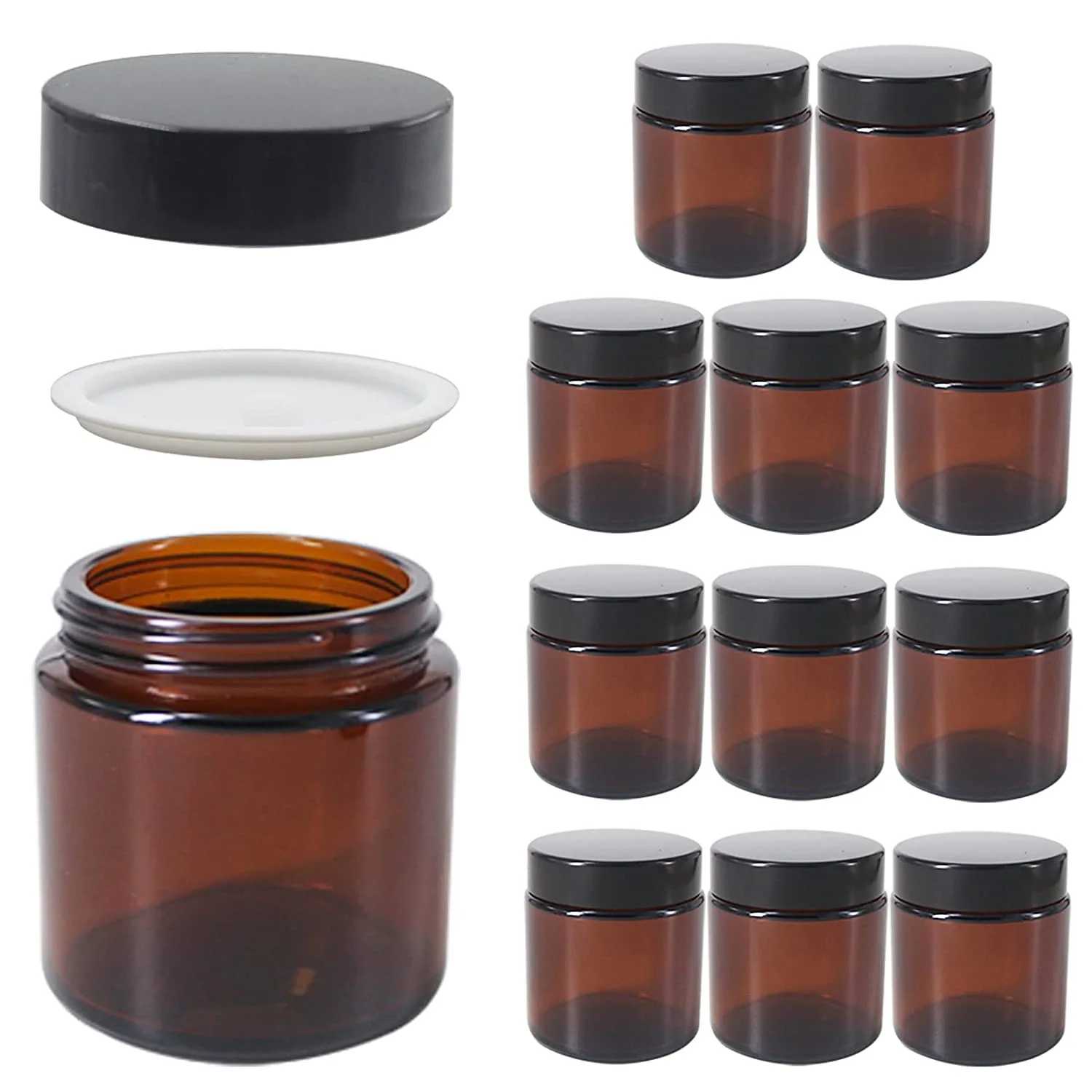 

Glass Amber Jar 5g 10g 15ml 20ml 25ml 30ml 50ml 60ml 100ml Cosmetic Face Cream Bottle Lip Balm Container Pots Makeup Vials 10pcs