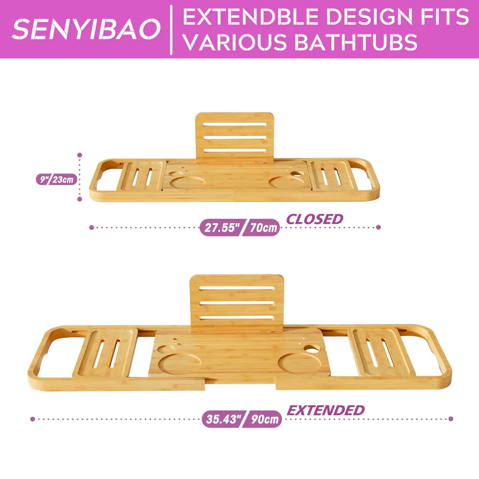 Premium Bathtub Tray Caddy-Expandable Bath Caddy Tray-Adjustable Bamboo Bath Tub Table Unique House Warming Gifts Ne