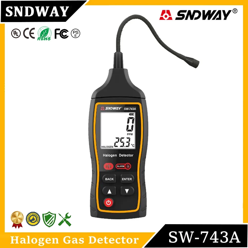SNDWAY SW-743A Halogen Leak Detector Refrigerant Gas Car Air Conditioner Refrigerator Freon CFCs HCFCs Halon Detector Meter gas leak detector,gas detector