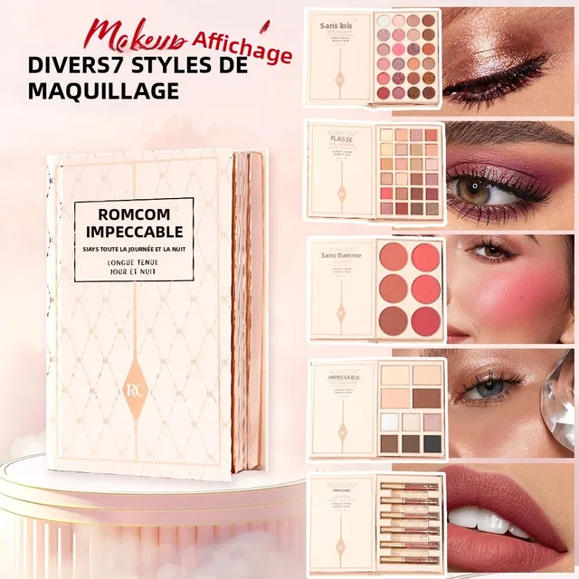 Le livre magique de maquillage contient un fard à paupières, un brillant à lèvres, un fard à joues en poudre, un cadeau idéal pour les femmes dans les fêtes de vacances. 1