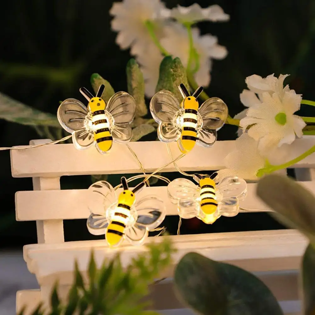 LED String Light String Lamp Creative Shape Adorable Soft Lighting Energy-saving Flexible Decorative Plastic Cartoon Honeybee Pa