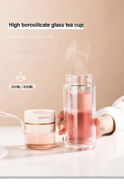 Cute Creative Transparent Bubble Tea Insulation Hot Water Bottle Tea Water  Separation Glass Thermos Bottle Cup and Mug Drinkware
