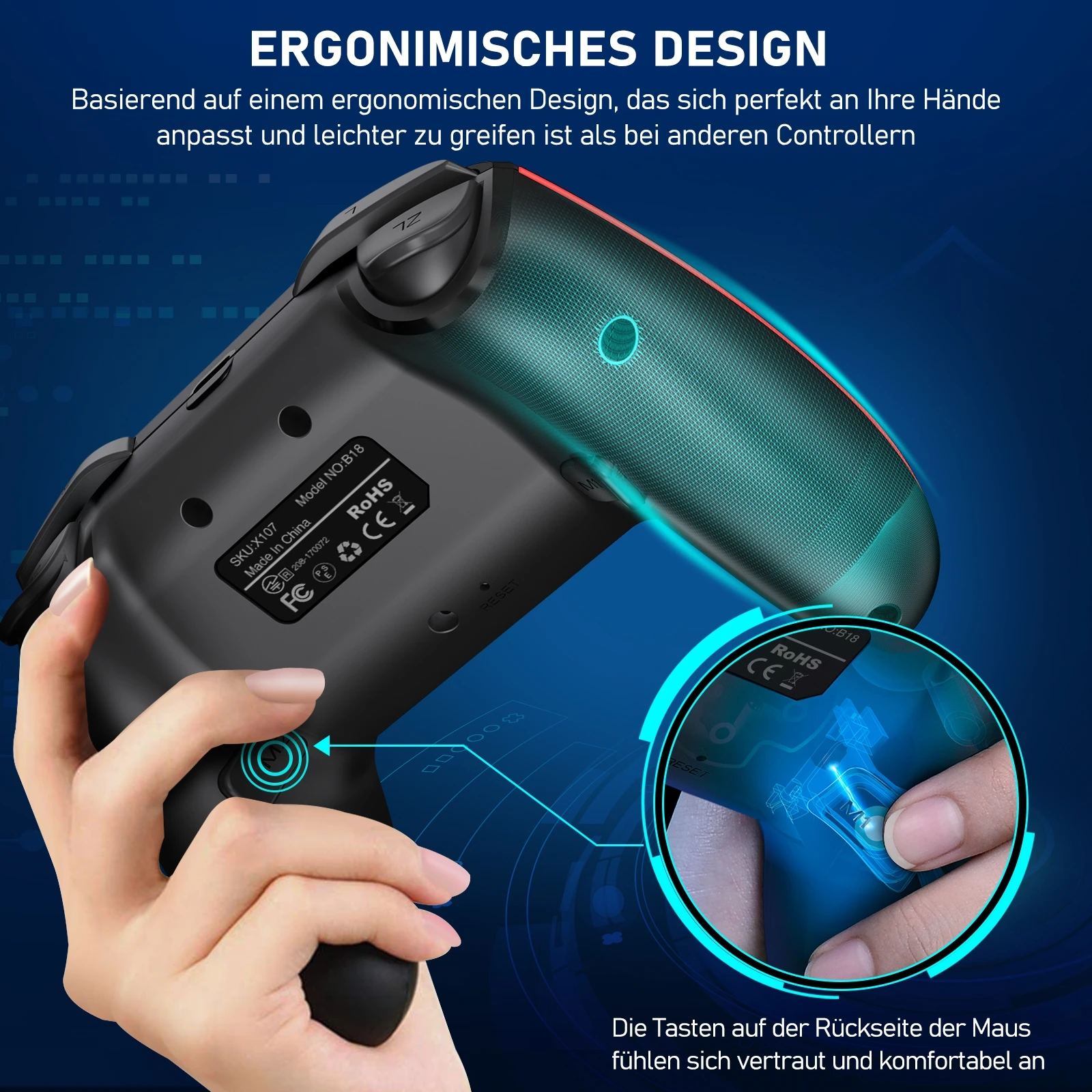 Nintend Switch OLED ܼ   е  BEBONCOOL  Ʈѷ, 600mAh ͸ α׷  ġ Ʈѷ 