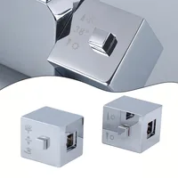 1 Pair Shower Temperature Control Handle Knob Square Silver ABS Plastic Chrome Thermostatic Handle Bathroom Taps Accessories 1