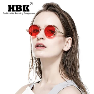 Vintage Steampunk Sunglasses Women Men Round Retro Brand Designer Steam Punk Hip Hop Sun Shades Gothic Alloy Red Glasses UV400