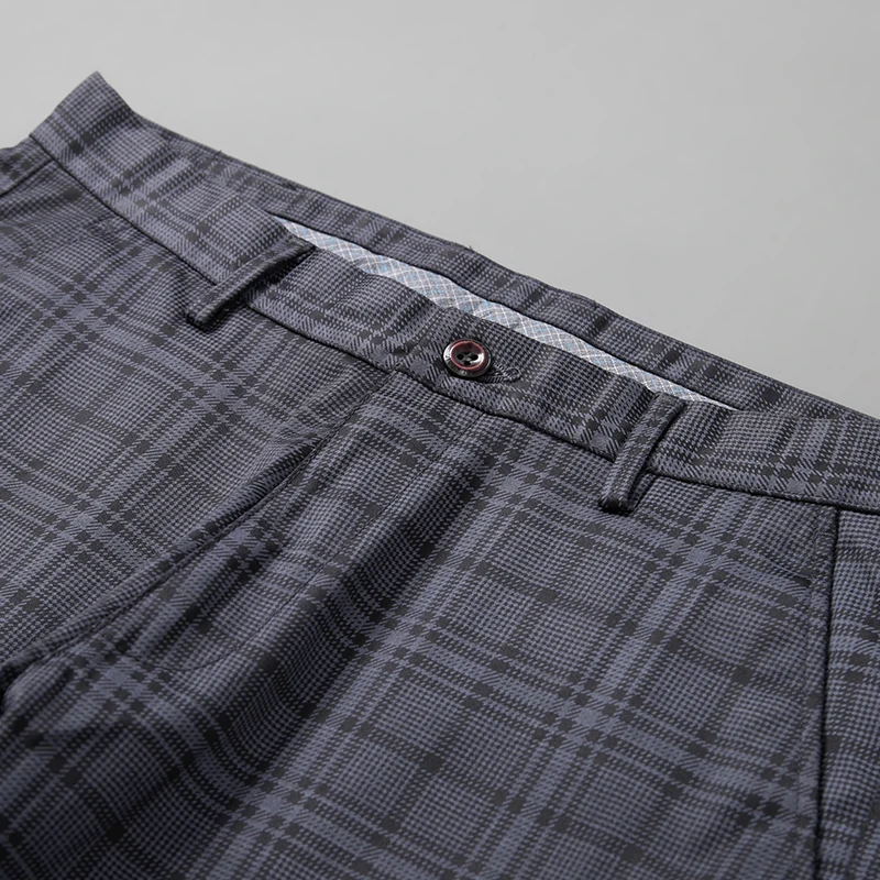 Four Seasons England Plaid Work Stretch Pants Men Business Fashion Slim Fit Grey Blue Casual Pant Male Brand Trousers men trousers