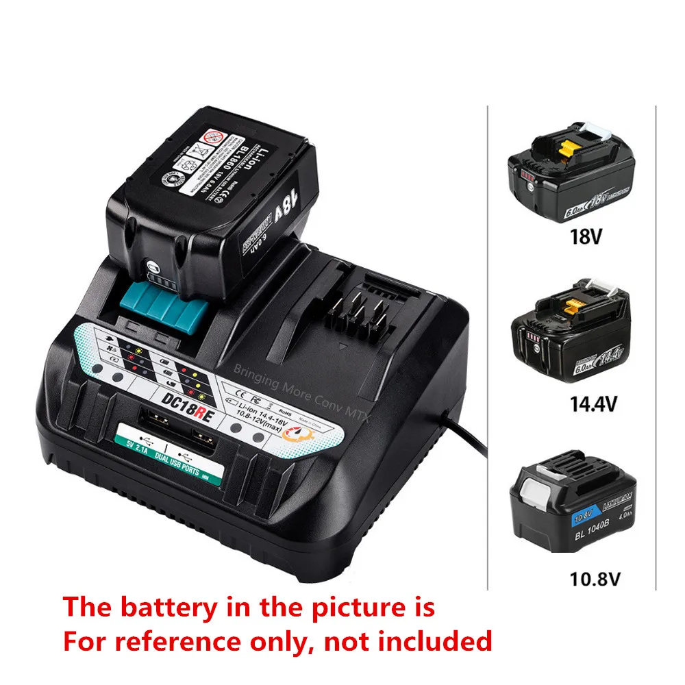 DC18RE Li-ion Battery Charger For Makita 18V 14.4V 10.8V 12V li-ion Battery  BL1830 BL1850 BL1430 BL1016 BL1040B BL1041B BL1020B