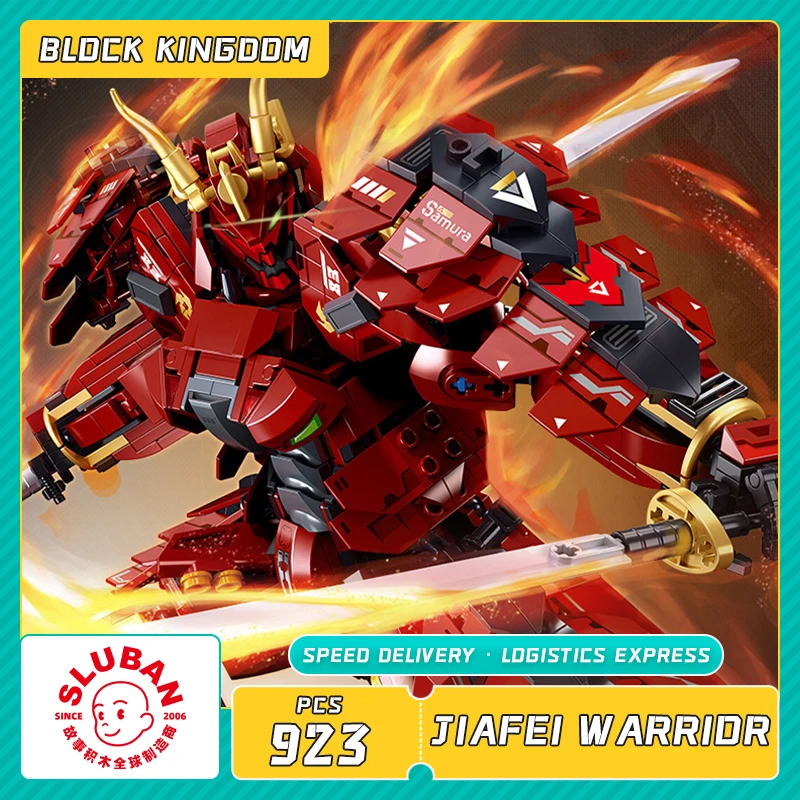 Technical Mecha Bricks Robot Building Blocks Red Samurai