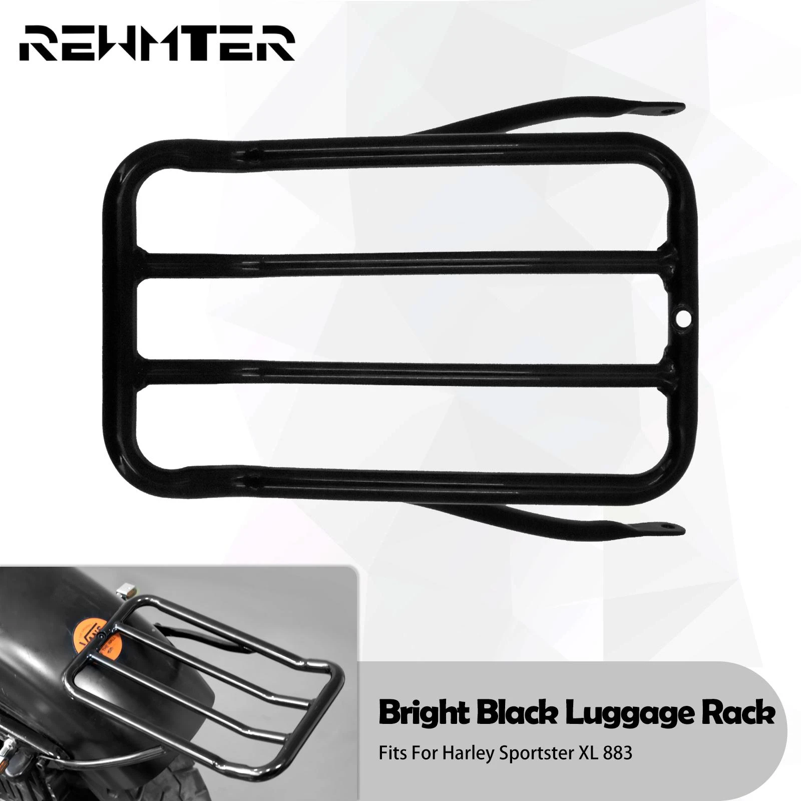 Motorcycle Black Sissy Bar Backrest Luggage Solo Shelf Frame Rack For Harely Sportster XL 883