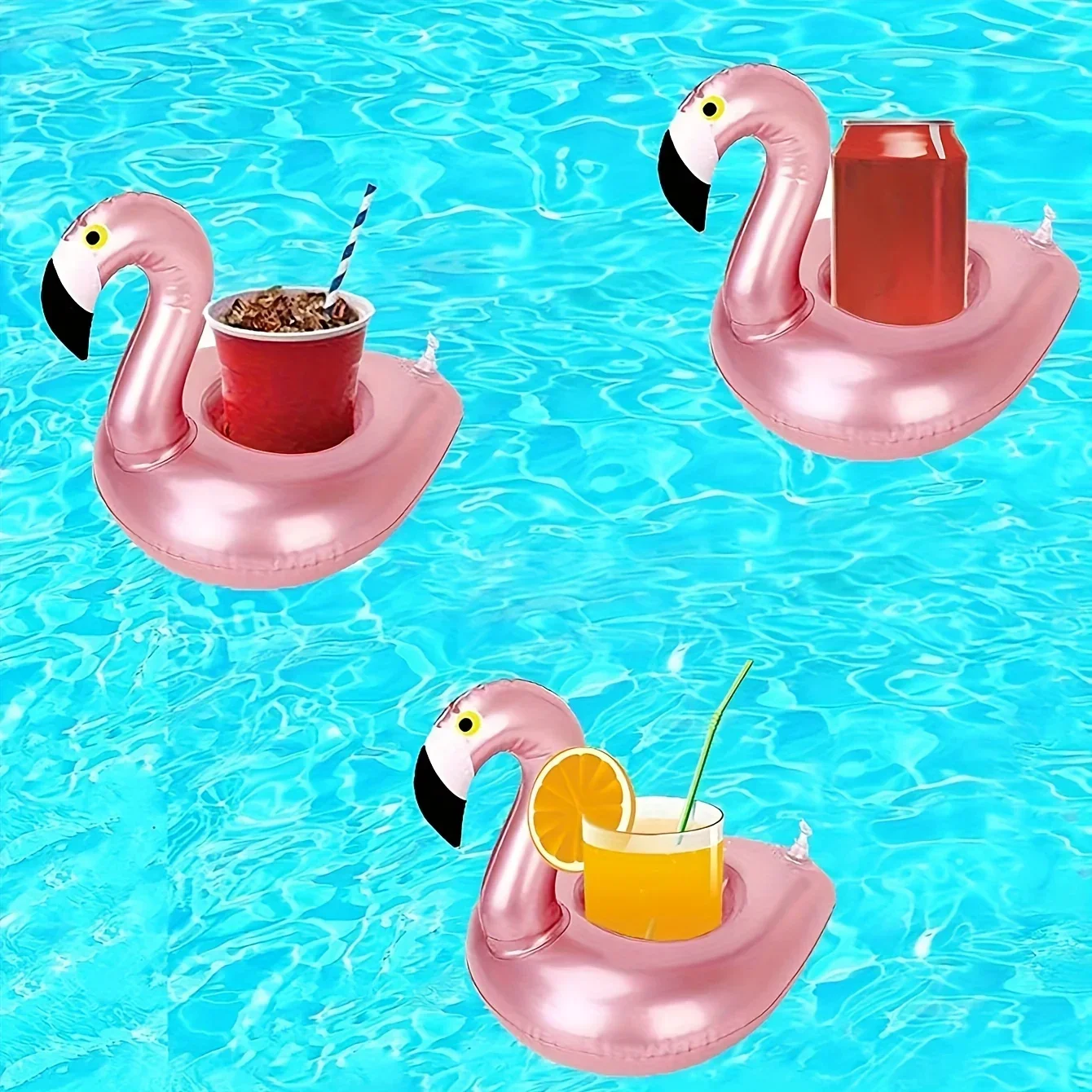 Inflatable Flamingo Cup Holder Water Coaster Floating Drink Accessory