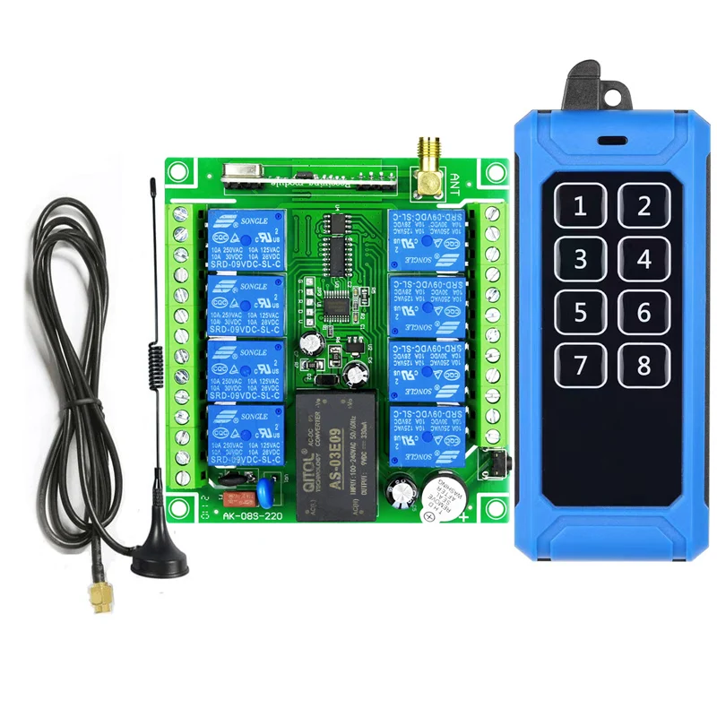 433mhz Universal AC 110V 220V 10A relay 8CH RF Remote Control Switches