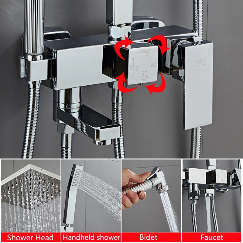 Hot Cold Bathroom Showers Faucet Mixer Crane Bathtub Bath Faucet Column Shower Panels Bidet Chrome Plated shower head,shower set
