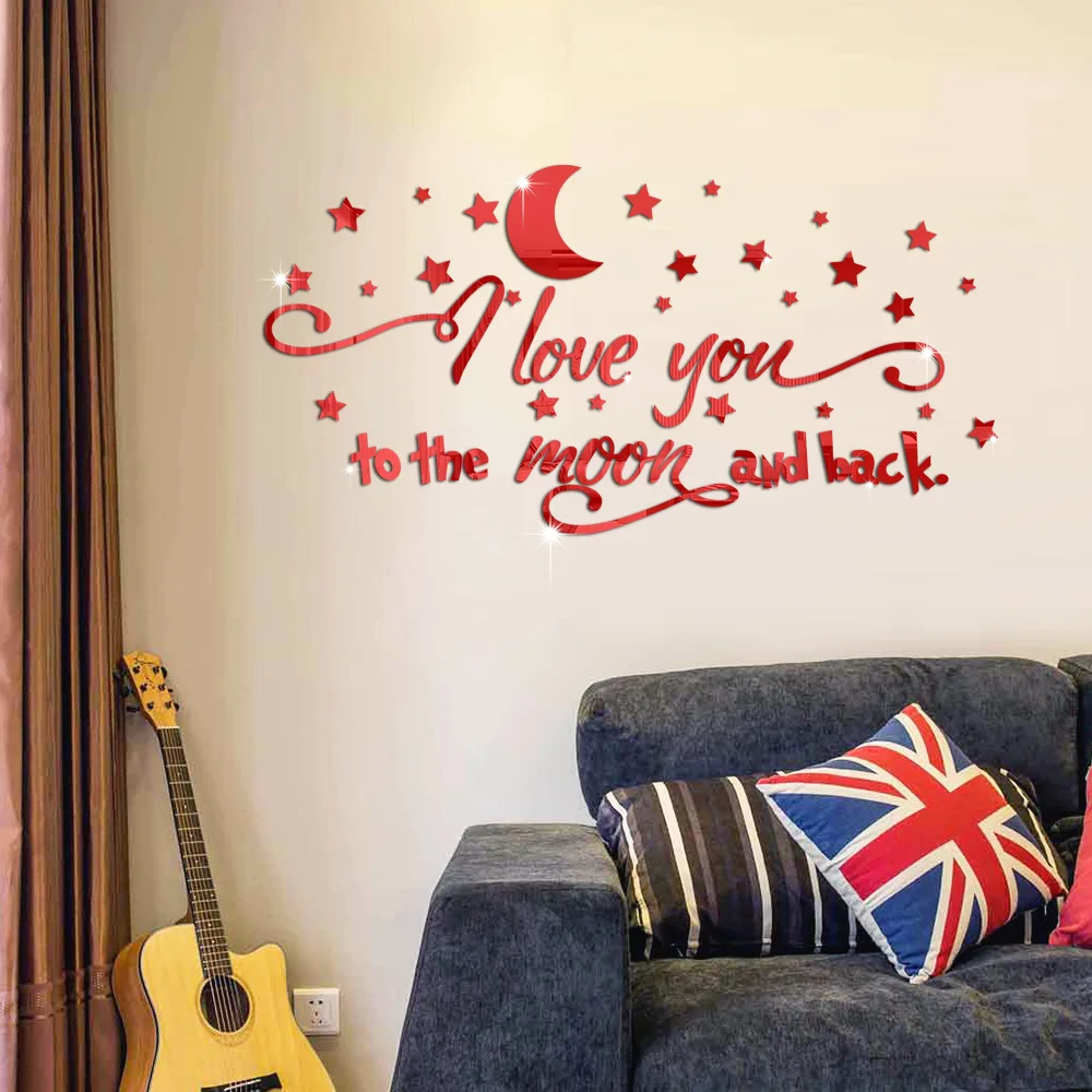 Star Moon Acrylic 3D Stereo Mirror Wall Sticker for Bedroom Living Room Children's Room Decoration Ideas