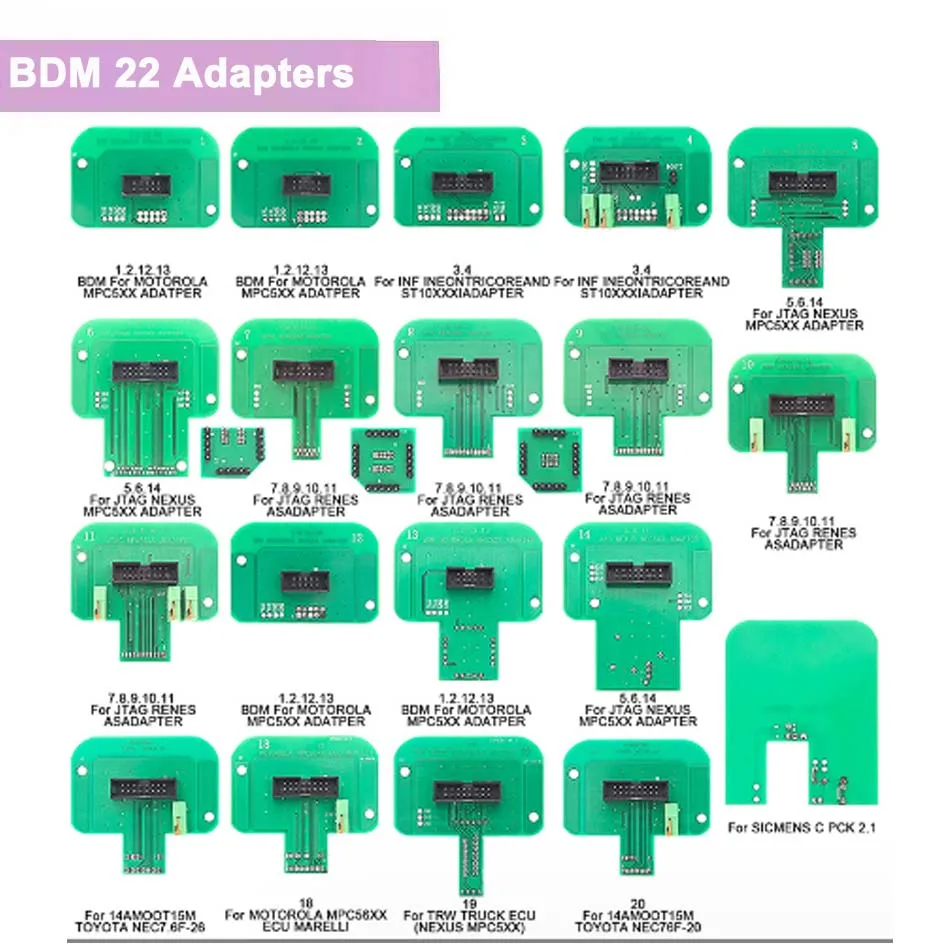 22Pcs Set Completo Adattatori Bdm Per K-Tag/Kess /Ktm/Trasdata Ecu Chiptuning Tool Bdm Adattatori Per Sonde Pcb Board Car Programmer Tool