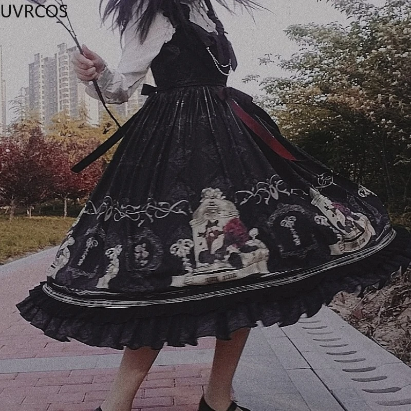 Gothic Style Vintage Lolita Jsk Dress Women Japan Harajuku Cosplay Costumes Nightingale and Rose Victorian Princess Party Dress