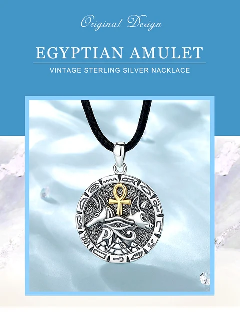 Collana Catena Acciaio Inox Ciondolo Occhio Di Horus Croce Egiziana - Foto 2