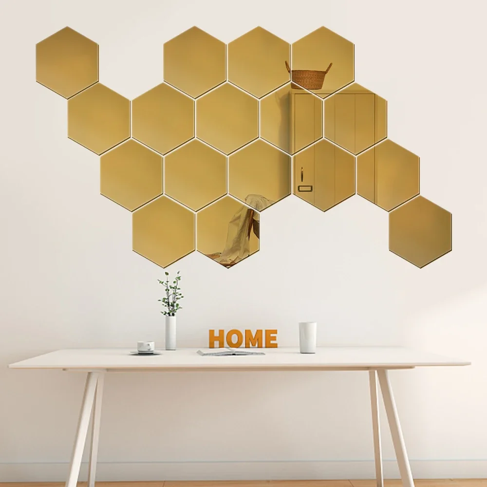 30/1PCS Mini Mirror Wall Stickers Acrylic Art Sticker Hexagon Shape Self Adhesive Tile DIY Household Removable Mirror Ornaments wall sticker mirror wall sticker acrylic wall sticker acrylic mosaic tiles sticker
