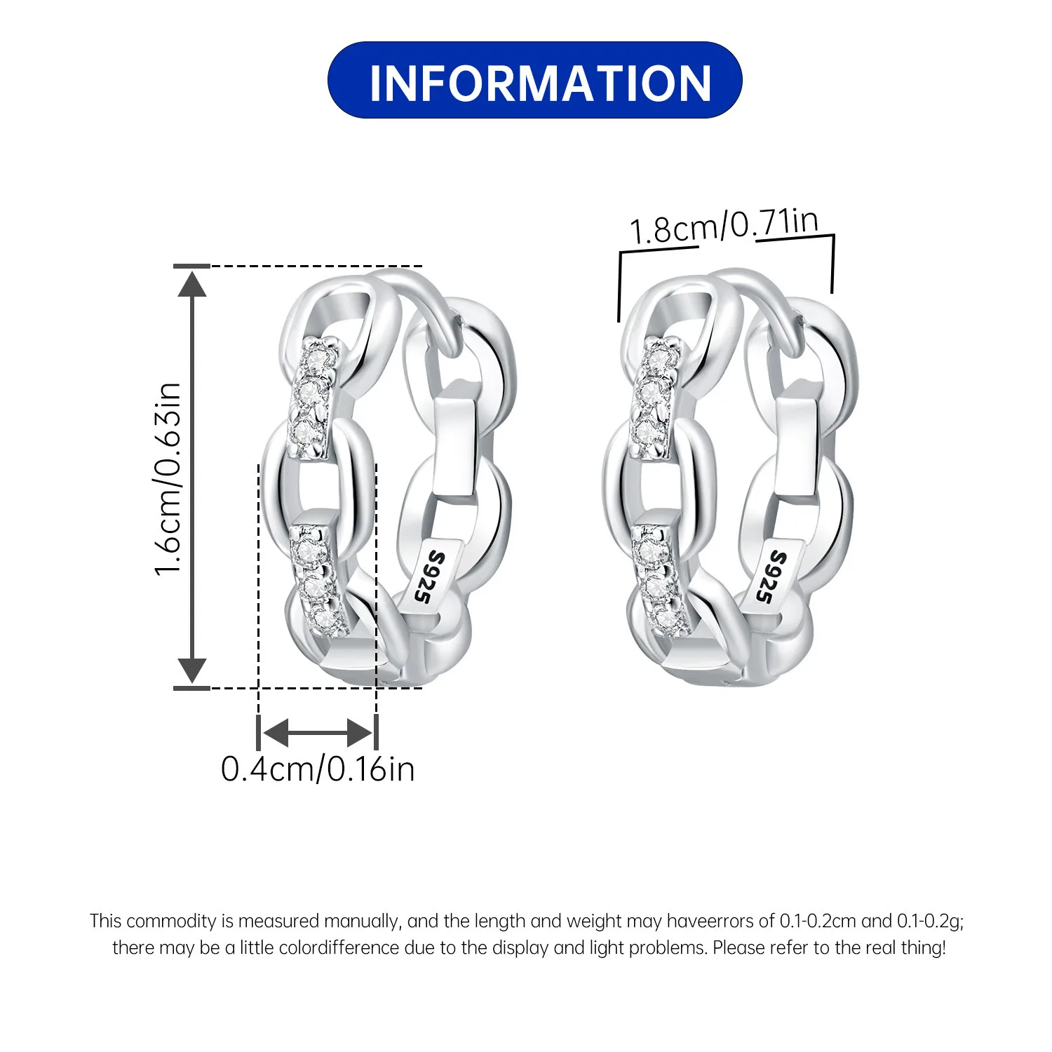 CYCUFF S 할로우 체인 디자인 귀걸이 후프 귀걸이 여성 쥬얼리 오리지널 트렌디 기념일 선물