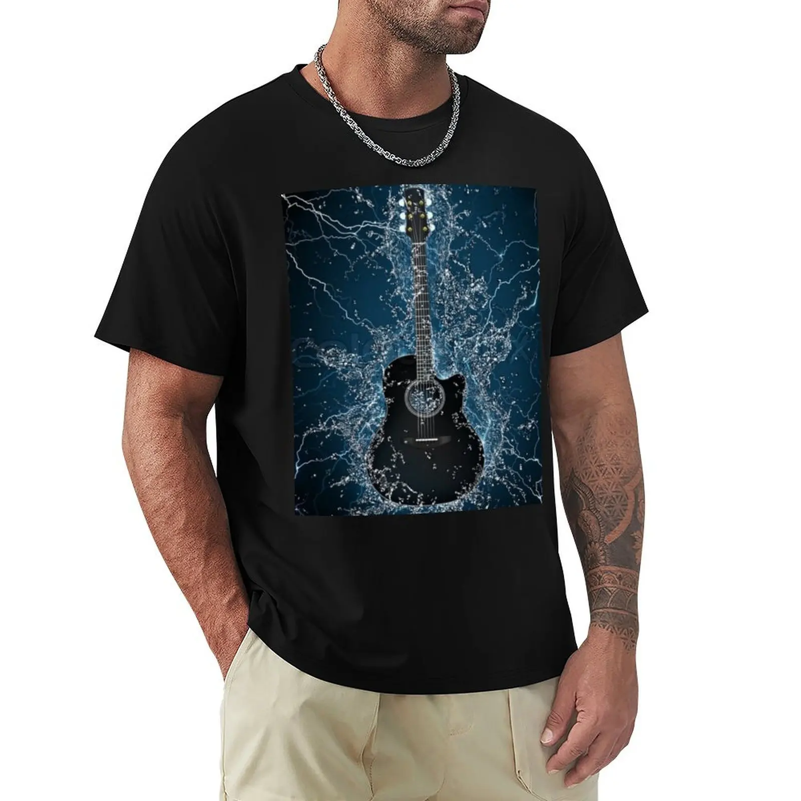 

Guitar T-shirt Aesthetic clothing boys animal print blanks Men's t shirts