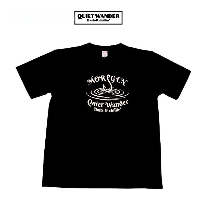 MORIGEN X QUIET WANDER 협업 라운드넥 반팔 낚시 자외선 차단 캐주얼 탑 유니섹스 아웃도어 의류