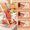 Kids Shopping Cart Toy with 29 Fruit Vegetable Food Accessories Role-Playing Mini Shopping Trolley Pretend Play Grocery Shopping 3