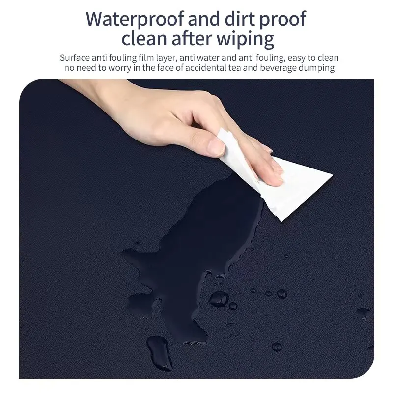 Large Royal Blue Waterproof Desk Protector Mat - PU Leather and Suede
