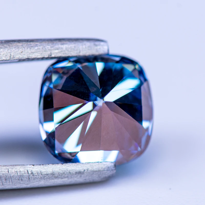 Moissanite Square Cushion Cut Sapphire Blue Color VVS1 for Beads Charms DIY Jewelry Making Rings Materials with GRA Certificate