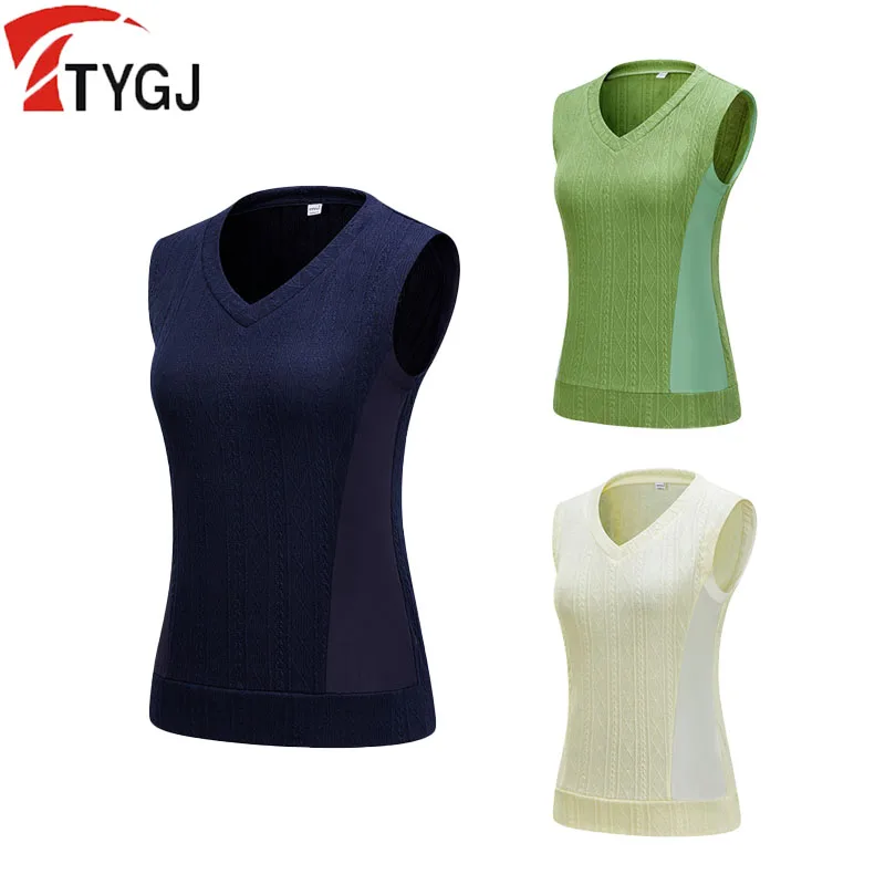 

TTYGJ Ladies Sleeveless Windproof Golf Shirts Autumn Keep Warm Soft Golf Vest Casual Knitted Breathable Training Waistcoat