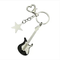 Guitar Love Heart Key Chain for Men Women Star Sweet Keychain Cool Trendy Fashion Pendant Rock Punk Vintage Accessories Gift 6