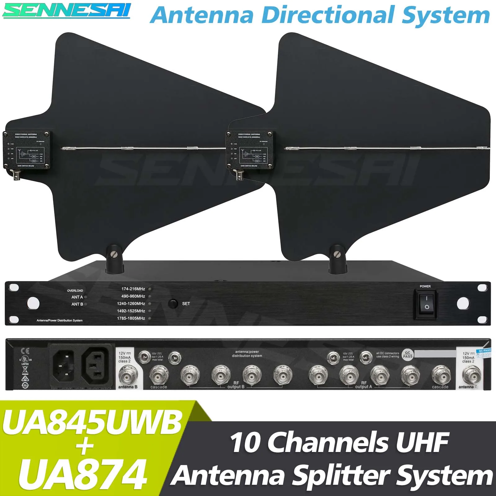 Antenna Signal Booster UA845UWB UA844 Antenna Amplifier Distributor System UHF 470-900MHz Frequency 10 Channels Antena Booster For Wireless Microphone