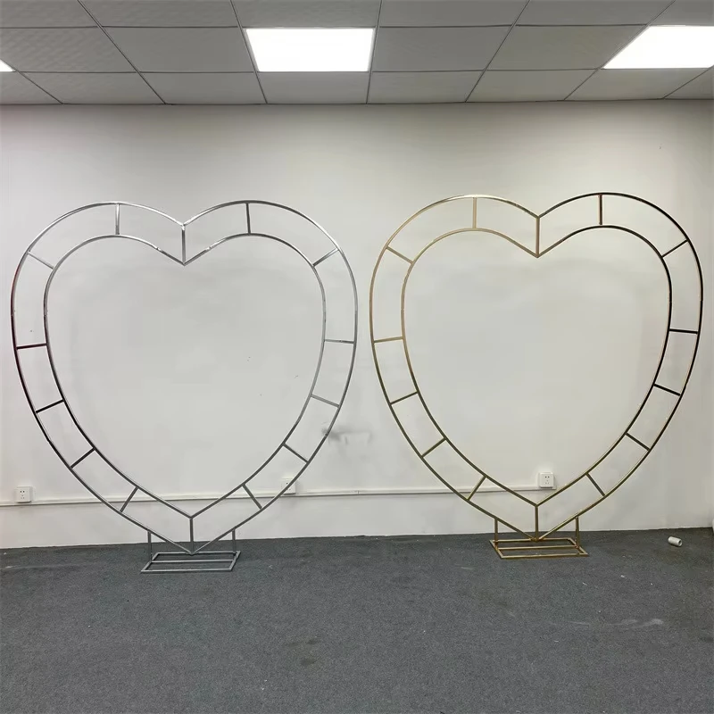 Gold Silver Metal Wedding Arch Heart Shaped Arch Stand Event Part Backdrop