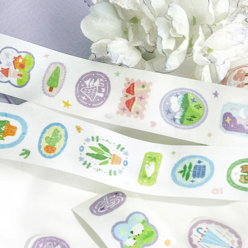 30mm * 3m 플랜트 데일리 노트 시리즈 인스 다이 커팅 라벨 플래시 샌드 와시 테이프 DIY 다이어리 스크랩북 에스테틱 테이프